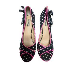 Y2K Not Rated Black White Polka Dot Pinup Heels size 7.5